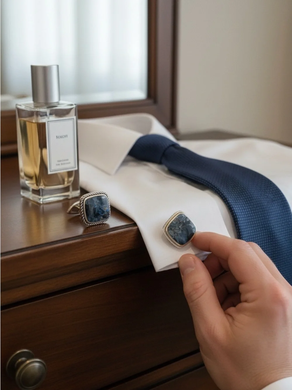 David Yurman Sterling Silver Pietersite Exotic Stone Cufflinks 18mm